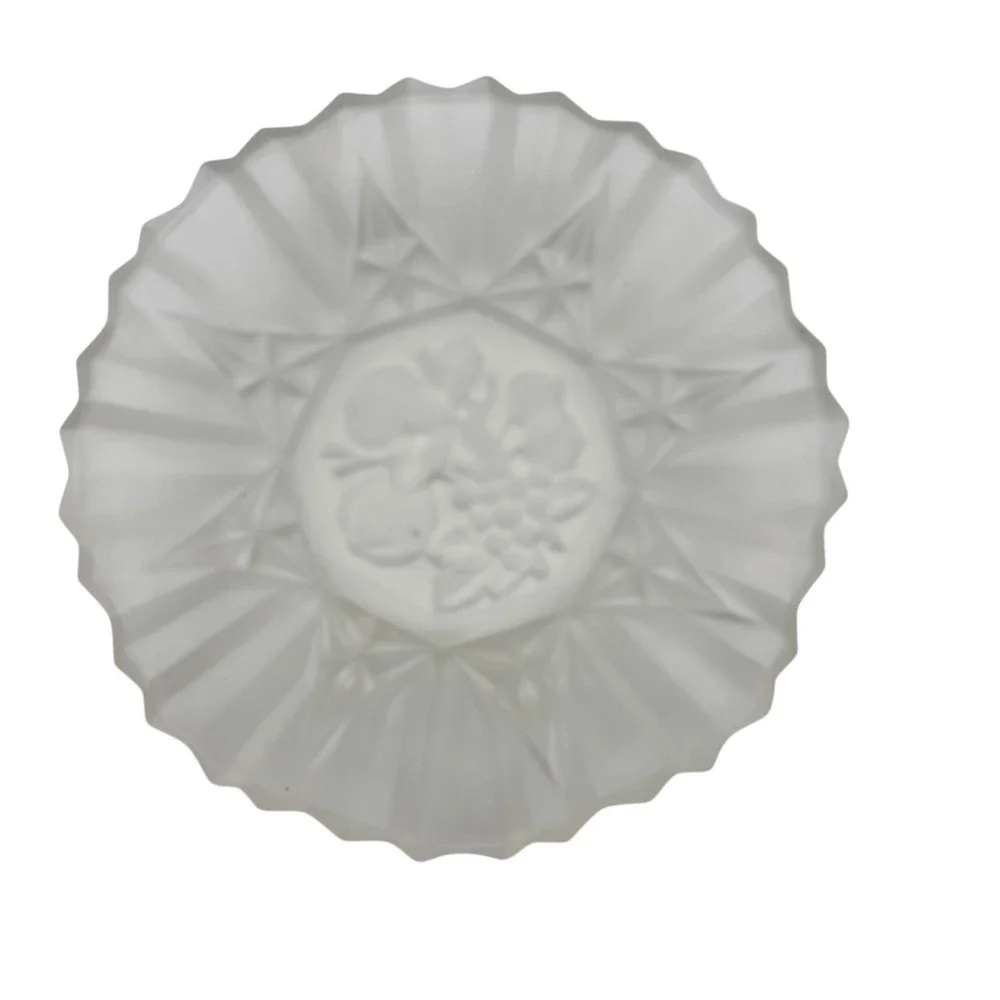 Vintage Frosted Glass Fruit Design Bowl Trinket Dish‎ Decor